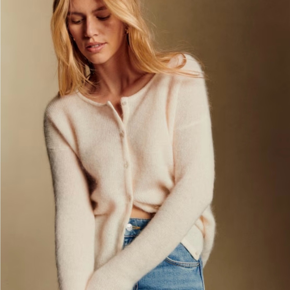 Sezane Soft Cream Cardigan